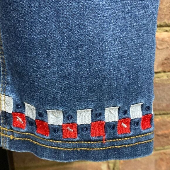 Peter Nygard 360 4Way Stretch Embroidered Crop Denim Size Large/14-16 - Picture 3 of 6